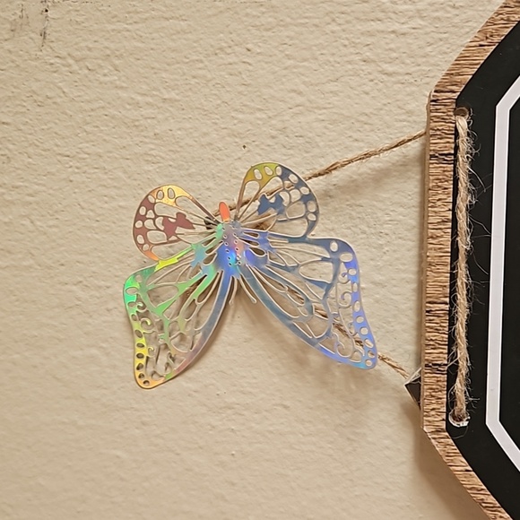 Hand Crafted Wooden Wall Decor Skeleton Design Black & White Glitter BEWARE sign - Picture 6 of 17